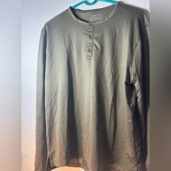 Olive green men lightweight polyester pullover men shirt size m - Picture 5 of 8